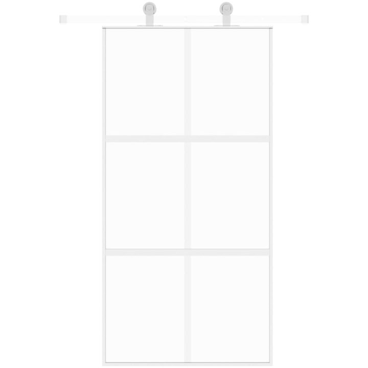 Skjutdörr vit härdat glas och aluminium vidaXL 102.5 x 205 cm – bild 3