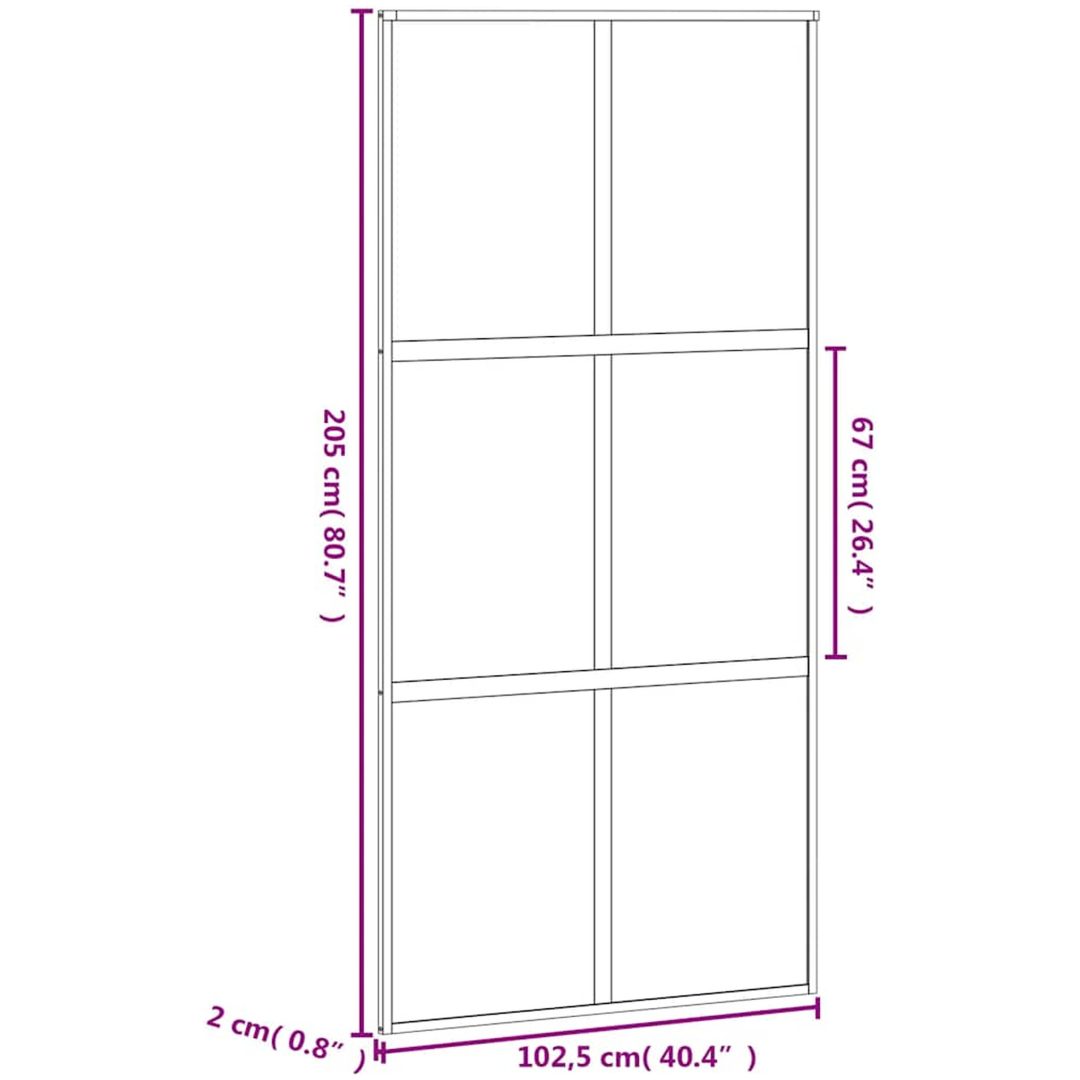 Skjutdörr vit härdat glas och aluminium vidaXL 102.5 x 205 cm – bild 9