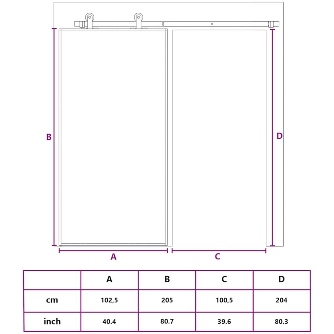 Skjutdörr vit härdat glas och aluminium vidaXL 102.5 x 205 cm – bild 10