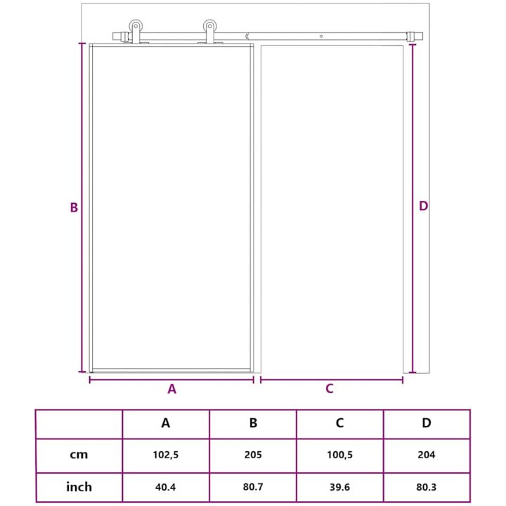 Skjutdörr vit härdat glas och aluminium vidaXL 102.5 x 205 cm – bild 10