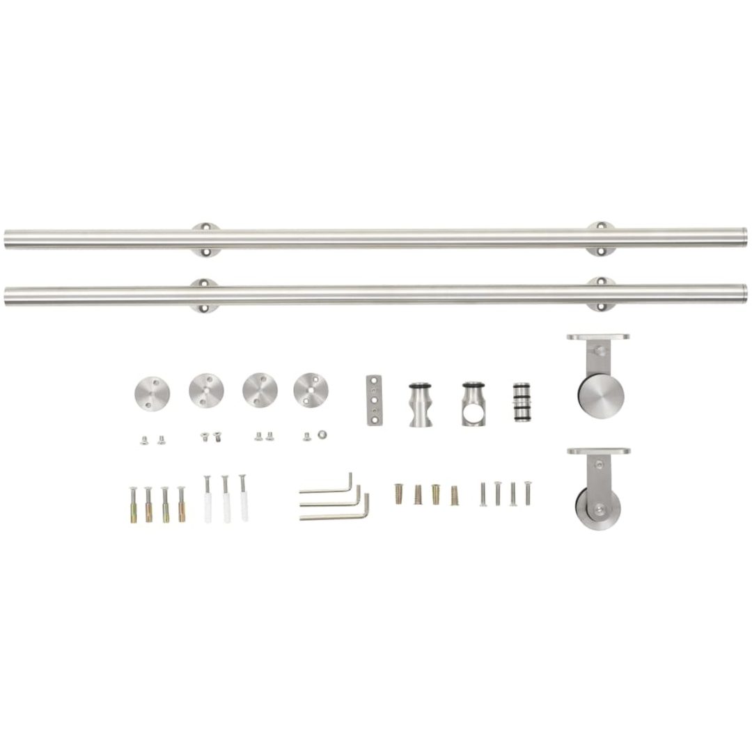 Skjutdörrsbeslag 183 cm rostfritt stål silver vidaXL 183 cm – bild 4