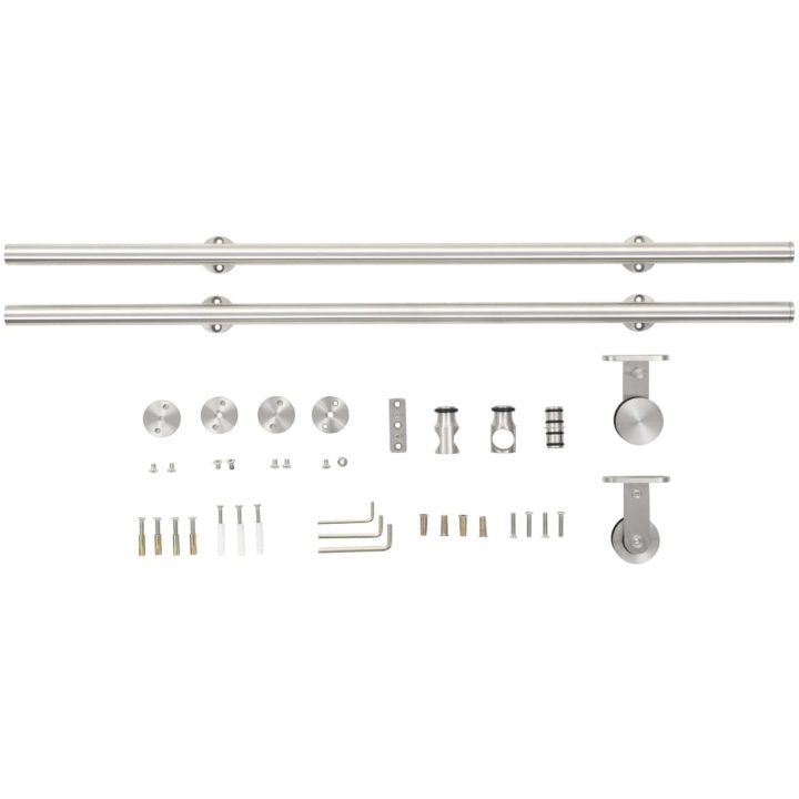 Skjutdörrsbeslag 183 cm rostfritt stål silver vidaXL 183 cm – bild 4