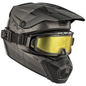 Skoterhjälm Titan AMS Matt Carbon med eluppvärmda glasögon CKX