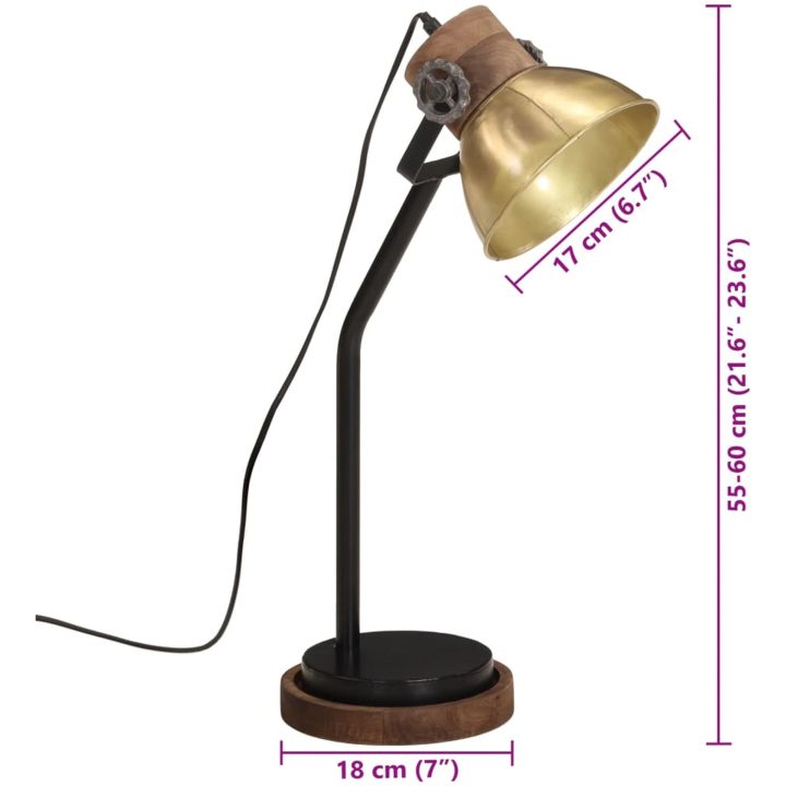 Skrivbordslampa 25 W antik mässing 18x18x60 cm E27 vidaXL – bild 11