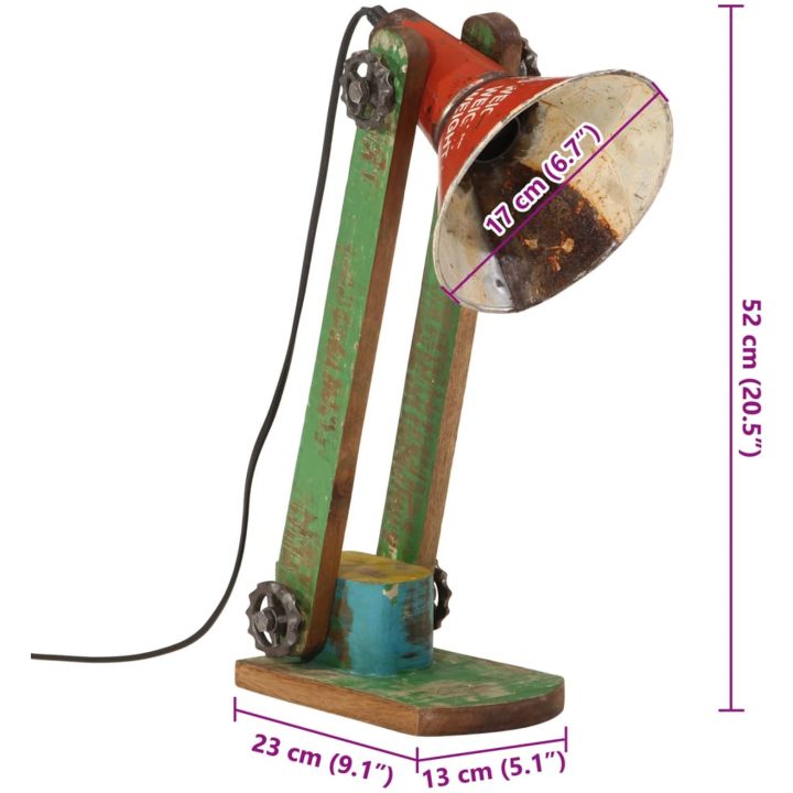 Skrivbordslampa 25 W flerfärgad 23x13x52 cm E27 vidaXL 23 x 23 x 52 cm – bild 11