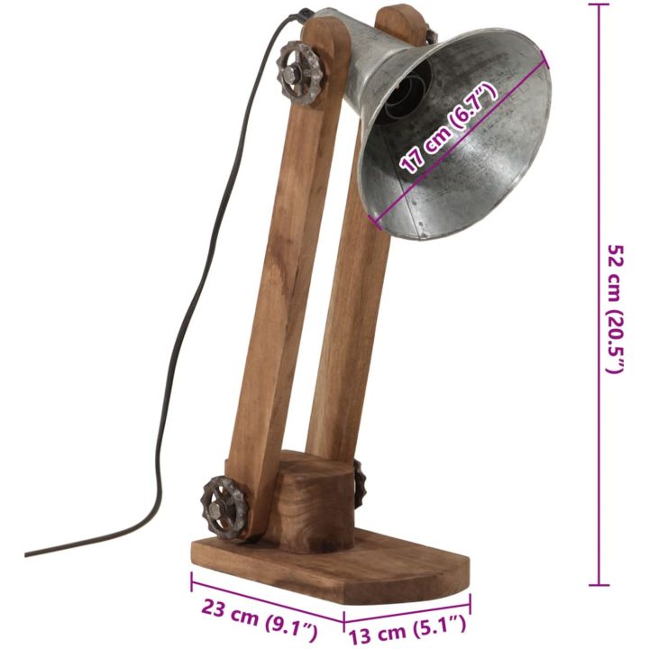 Skrivbordslampa 25W vintage silver 23x13x52 cm E27 vidaXL 23 x 23 x 52 cm – bild 11