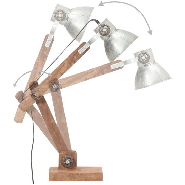 Skrivbordslampa industriell silver rund 58x18x90 cm E27 vidaXL – bild 10