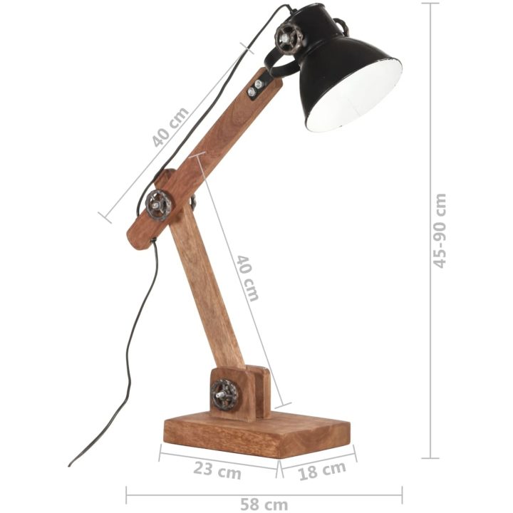 Skrivbordslampa industriell svart rund 58x18x90 cm E27 vidaXL – bild 11