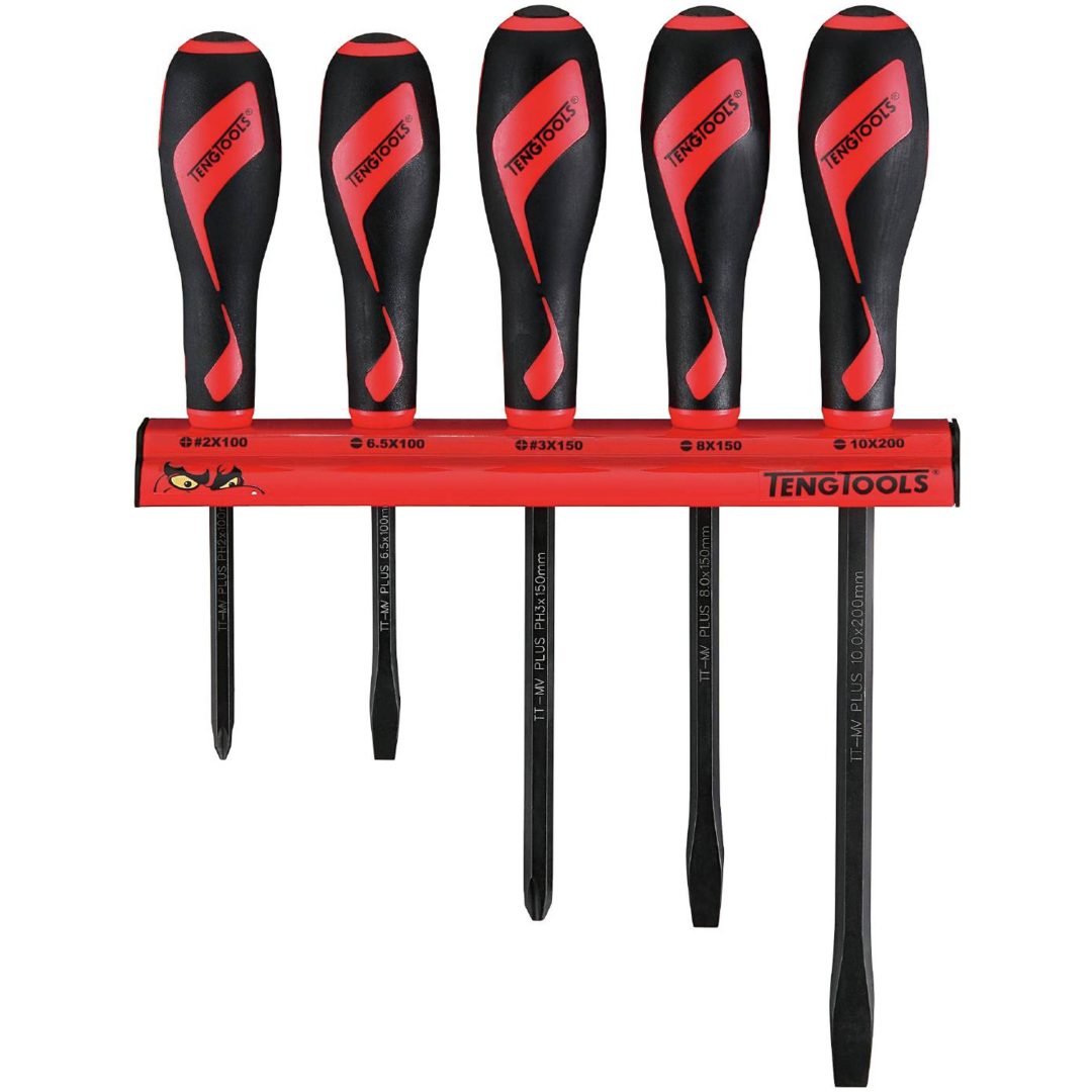 Skruvmejselsats med väggställ WRMDT05N Teng Tools SKRUVMEJSELSATS SLAGKAPPA 5DEL