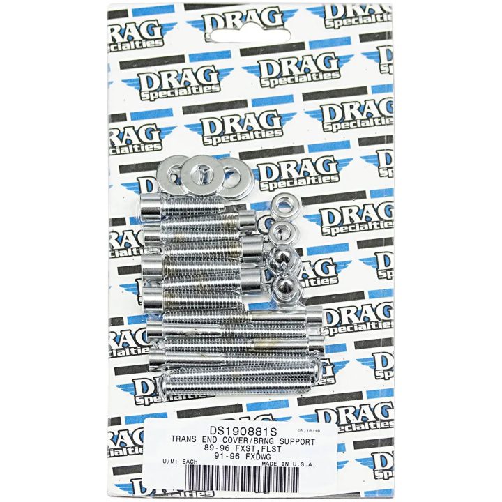 Skruvset Transmission End Cover och Bearing Support Plate Krom Silver DRAG SPECIALTIES – bild 2