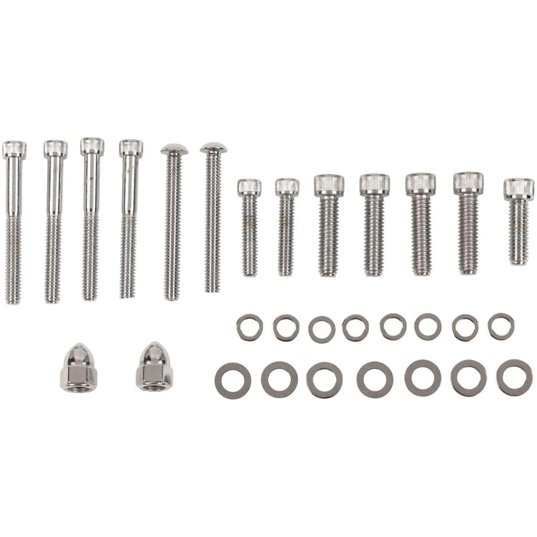 Skruvset Transmission End Cover och Bearing Support Plate Krom Silver DRAG SPECIALTIES – bild 3
