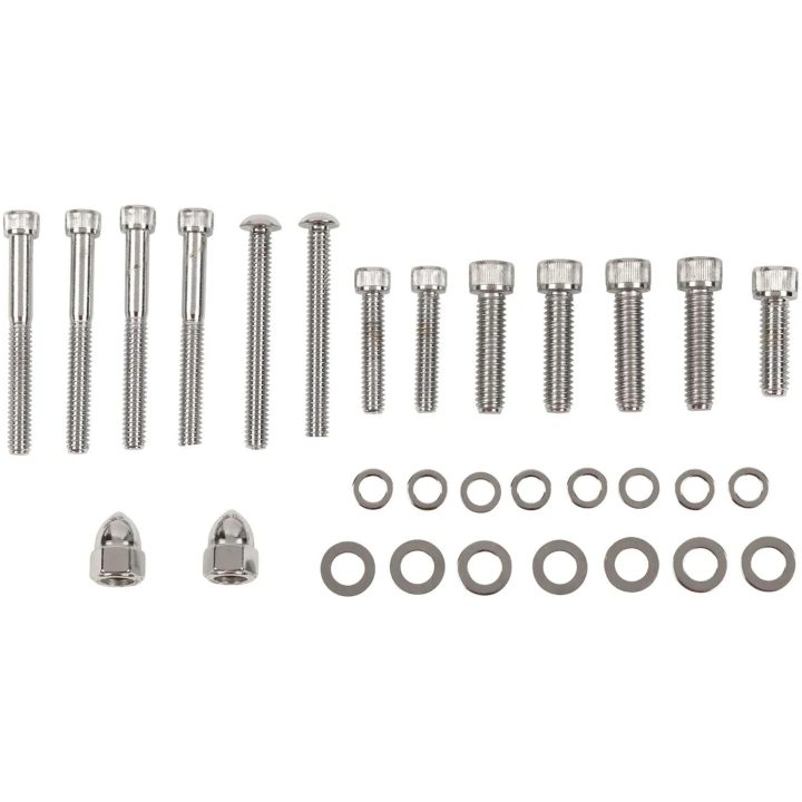 Skruvset Transmission End Cover och Bearing Support Plate Krom Silver DRAG SPECIALTIES – bild 3