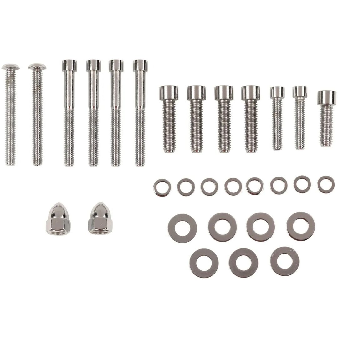 Skruvset Transmission End Cover och Bearing Support Plate Krom Silver DRAG SPECIALTIES