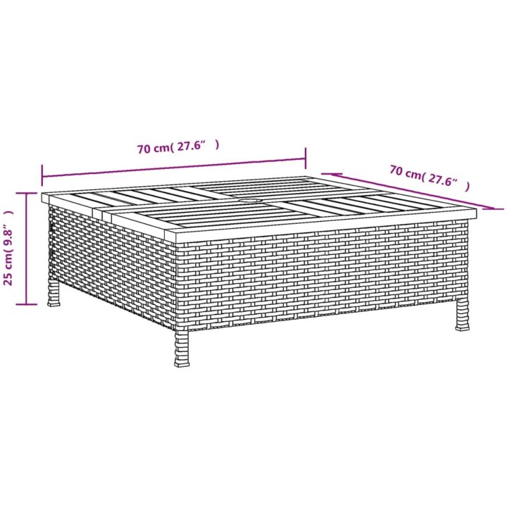 Skydd för parasollfot 70x70x25 cm konstrottning och akacia vidaXL – bild 10