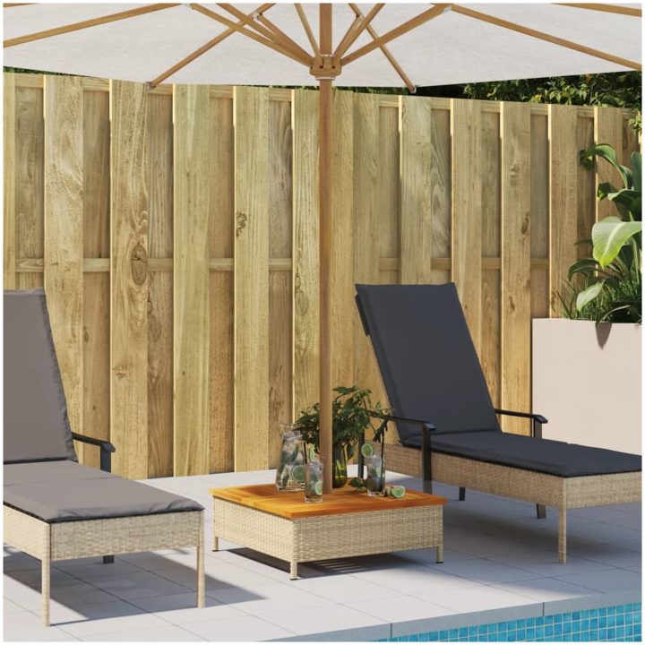 Skydd för parasollfot beige 70x70x25cm konstrottning och akacia vidaXL – bild 3