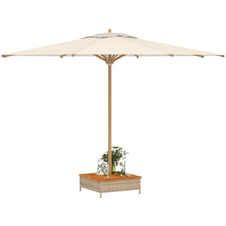 Skydd för parasollfot beige 70x70x25cm konstrottning och akacia vidaXL – bild 4