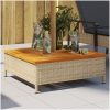Skydd för parasollfot beige 70x70x25cm konstrottning och akacia vidaXL – miniatyr 1