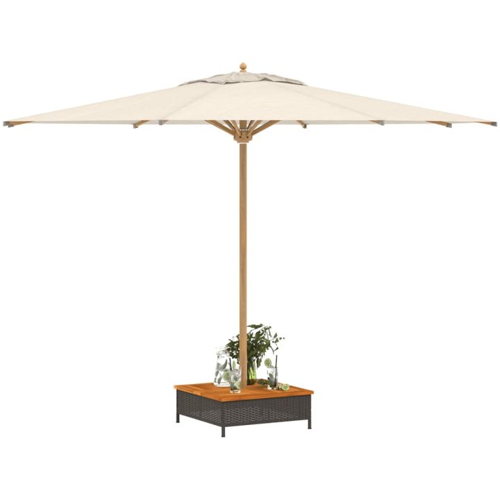 Skydd för parasollfot svart 70x70x25cm konstrottning och akacia vidaXL – bild 4