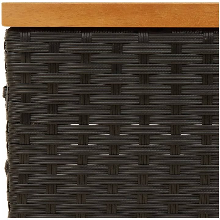 Skydd för parasollfot svart 70x70x25cm konstrottning och akacia vidaXL – bild 7