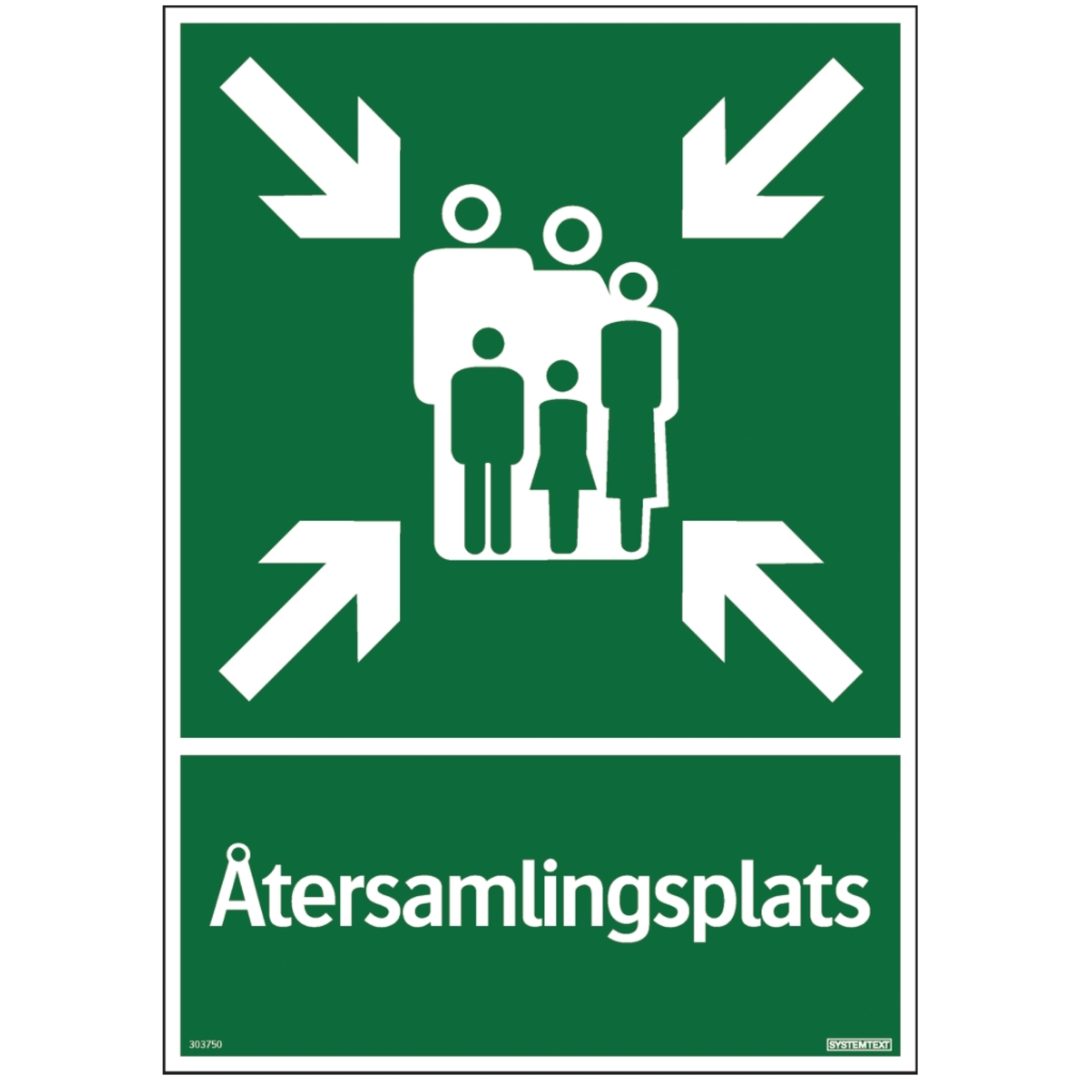 Skylt återsamlingsplats 297x420 Al SYSTEMTEXT
