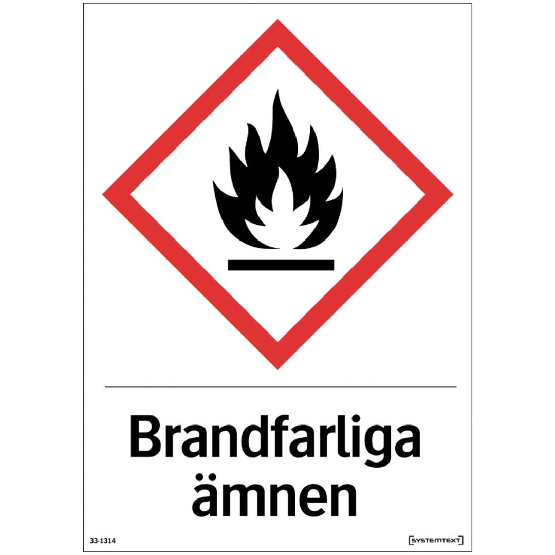 Skylt Brandfarliga ämnen 210x297 Pl SYSTEMTEXT