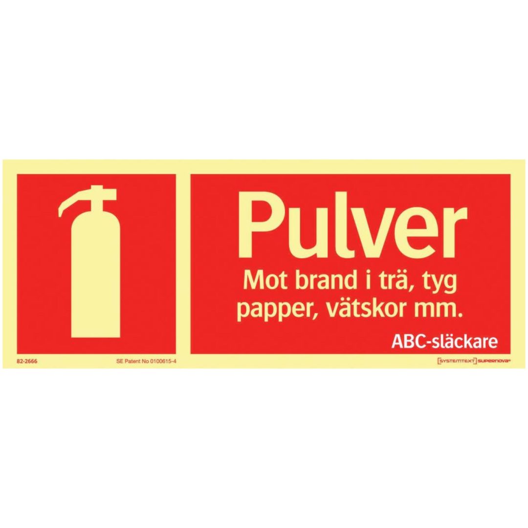 Skylt Brandsläck Pulv 250x100 Al Sn SYSTEMTEXT