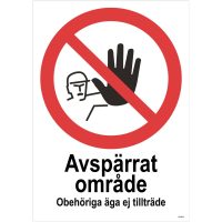 SKYLT FÖRB AVSP OMRÅ 297X420MM