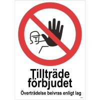 SKYLT TILLTR FÖRB AL 210X297MM