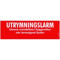 SKYLT UTRYMNINGSLARM160x50 RÖD