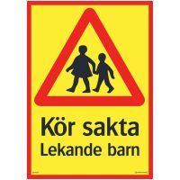 Skylt Varning Lekande Barn 297x420 SYSTEMTEXT