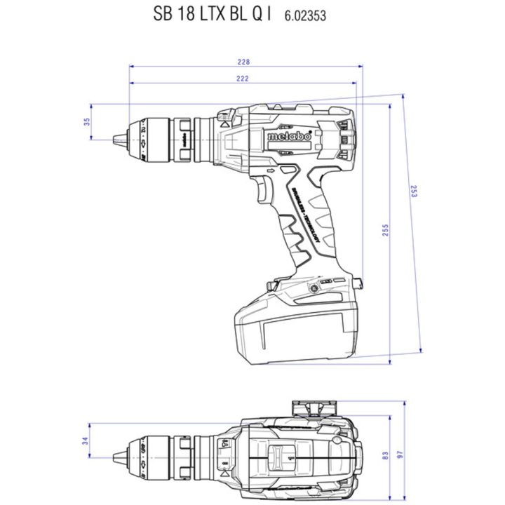 Slagborrmaskin 18V SB 18 LTX BL Q I Utan Batteri METABO 18 V Utan Batteri – bild 2