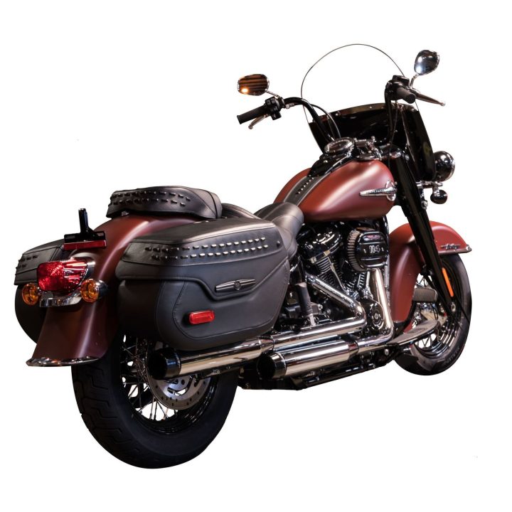 SLIP-ON Softail 3 tum Harley-Davidson RINEHART RACING Chrome / Svart ände – bild 2