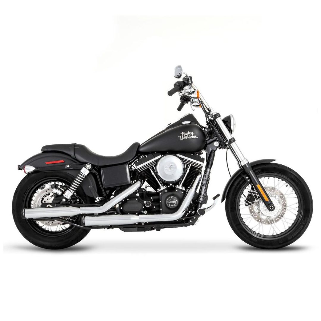 SLIP-ON Softail 3 tum Harley-Davidson RINEHART RACING Krom med Svart End Cap