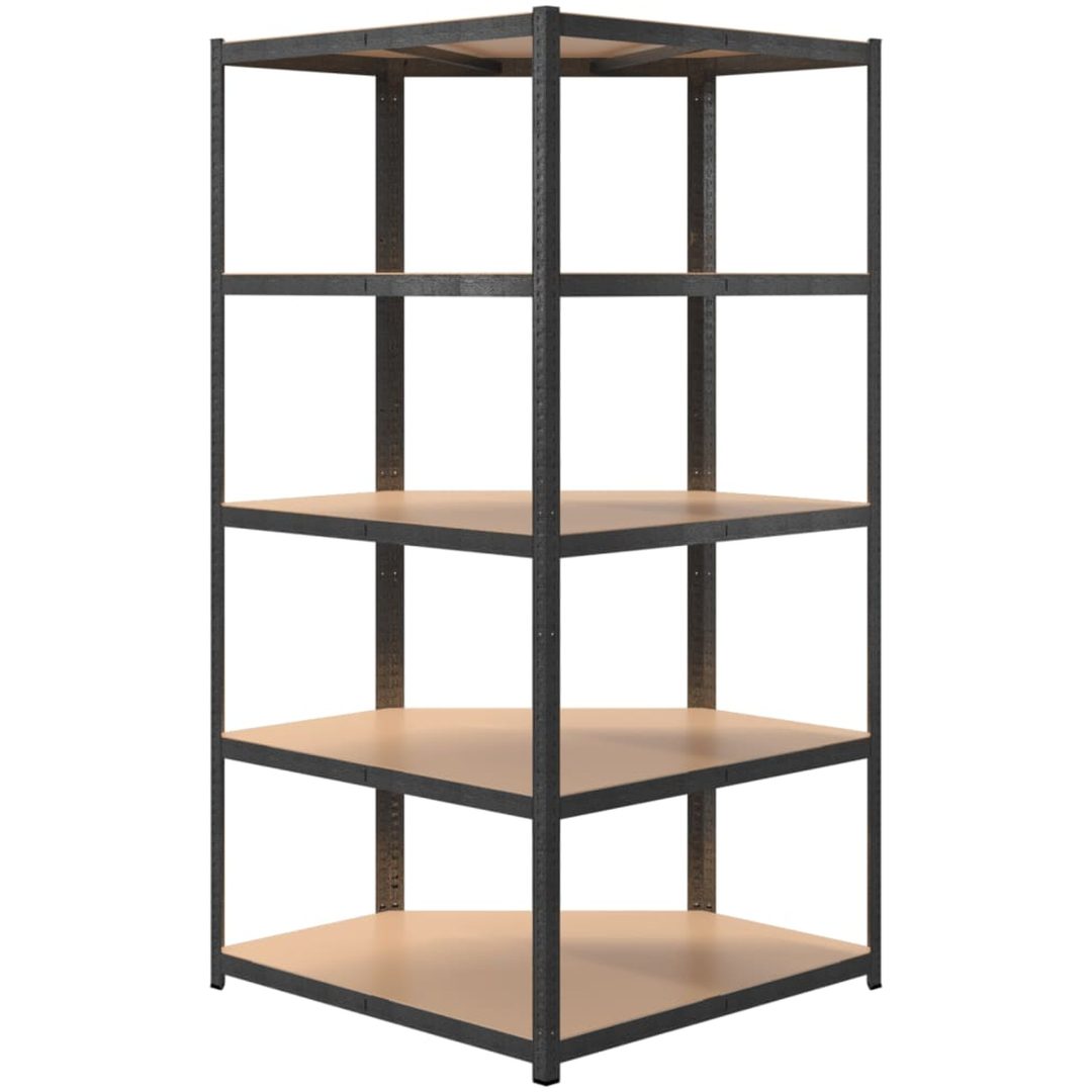 Slitstark hörnhylla grå stål och konstruerat trä 5 hyllplan vidaXL 90 x 90 x 180 cm – bild 6