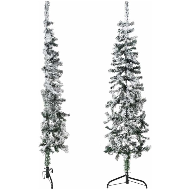 Smal halv plastgran med snö 150 cm vidaXL 150 x 44 cm – bild 4
