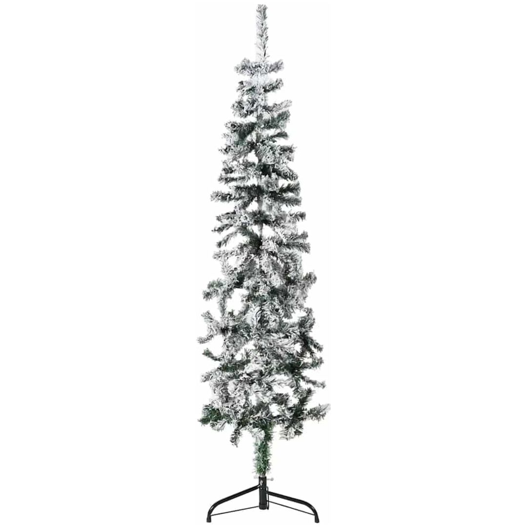 Smal halv plastgran med snö 150 cm vidaXL 150 x 44 cm