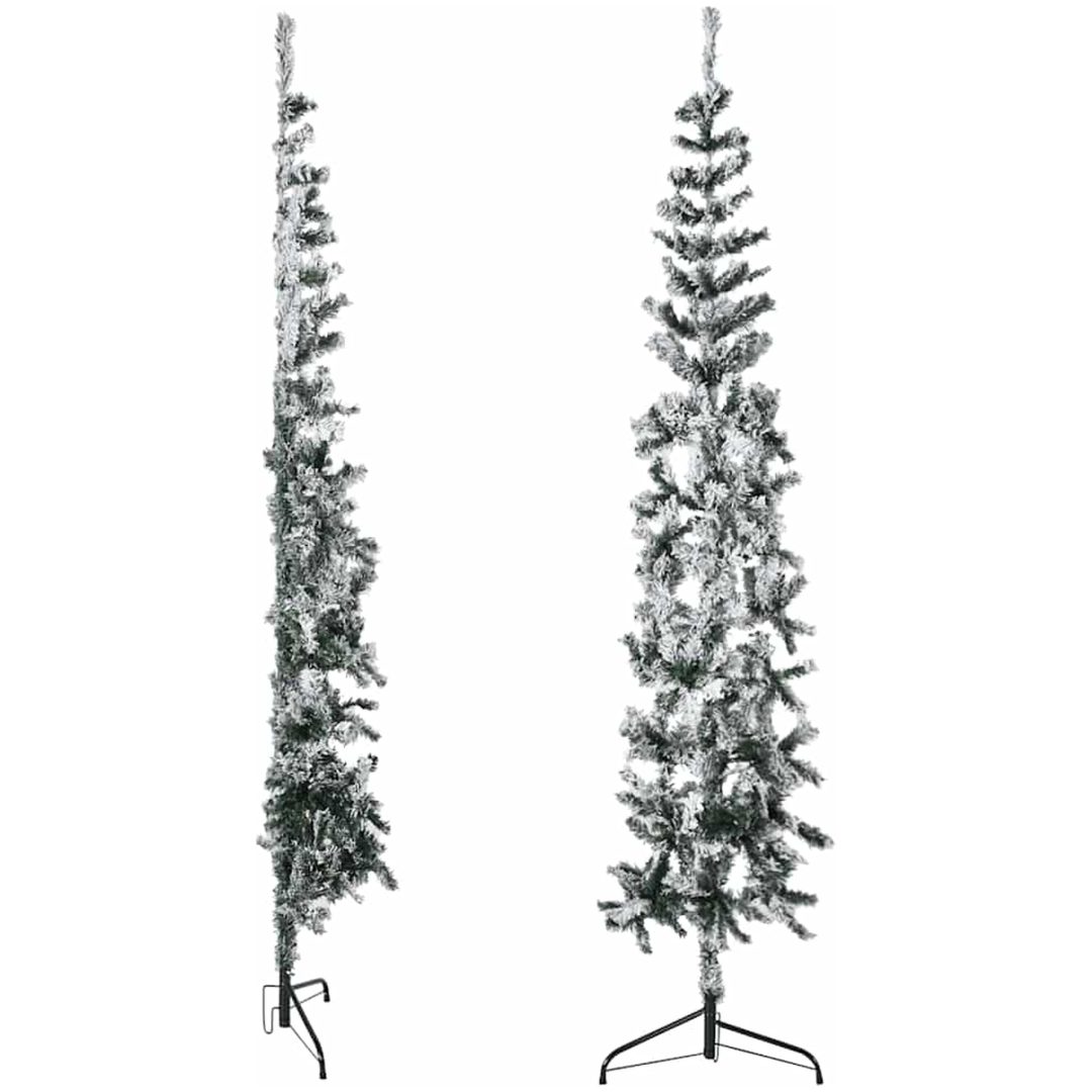 Smal halv plastgran med snö 180 cm vidaXL 180 x 49 cm – bild 4