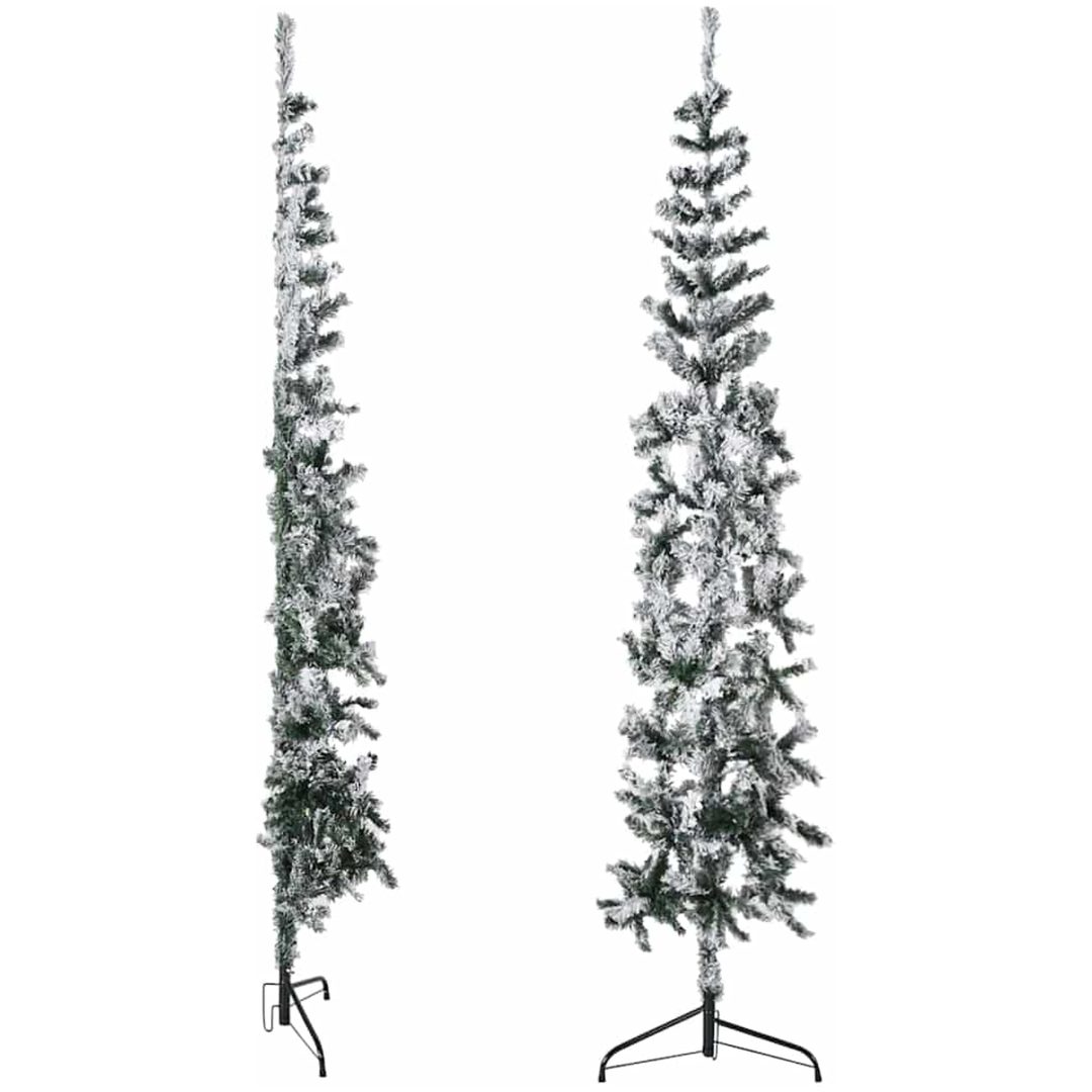 Smal halv plastgran med snö 210 cm vidaXL 210 x 55 cm – bild 4