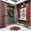 Smal halv plastgran med snö 240 cm vidaXL 240 x 61 cm – miniatyr 2