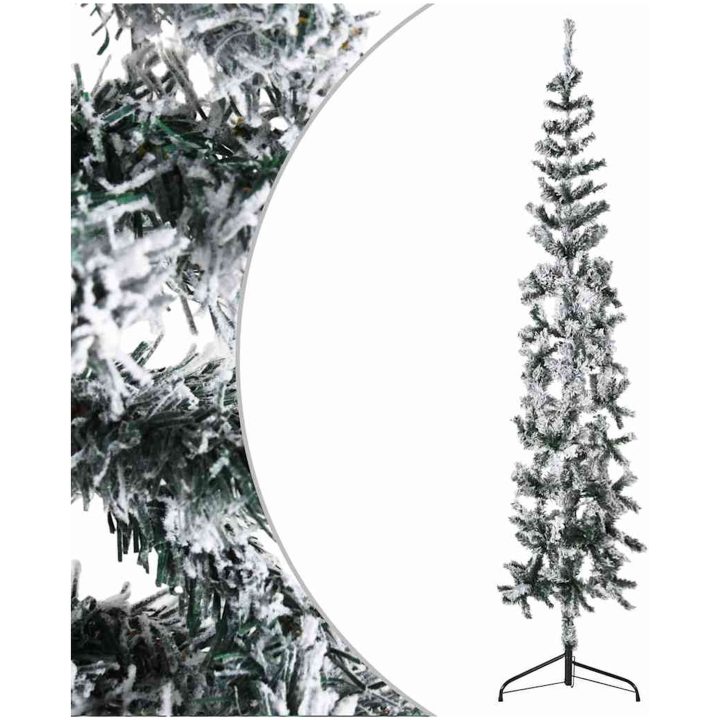 Smal halv plastgran med snö 240 cm vidaXL 240 x 61 cm – bild 3