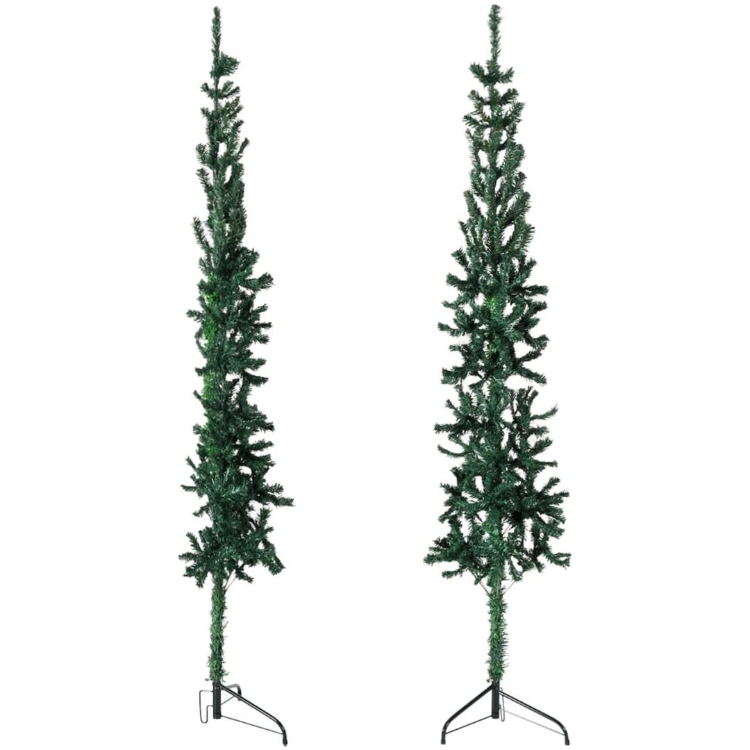 Smal halv plastgran med stativ grön 120 cm vidaXL 120 x 39 cm – bild 2