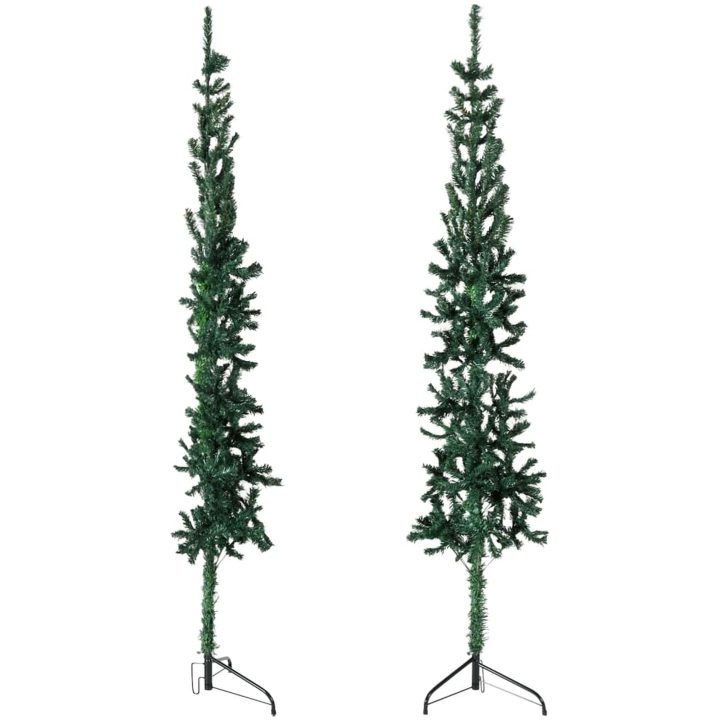 Smal halv plastgran med stativ grön 120 cm vidaXL 120 x 39 cm – bild 2