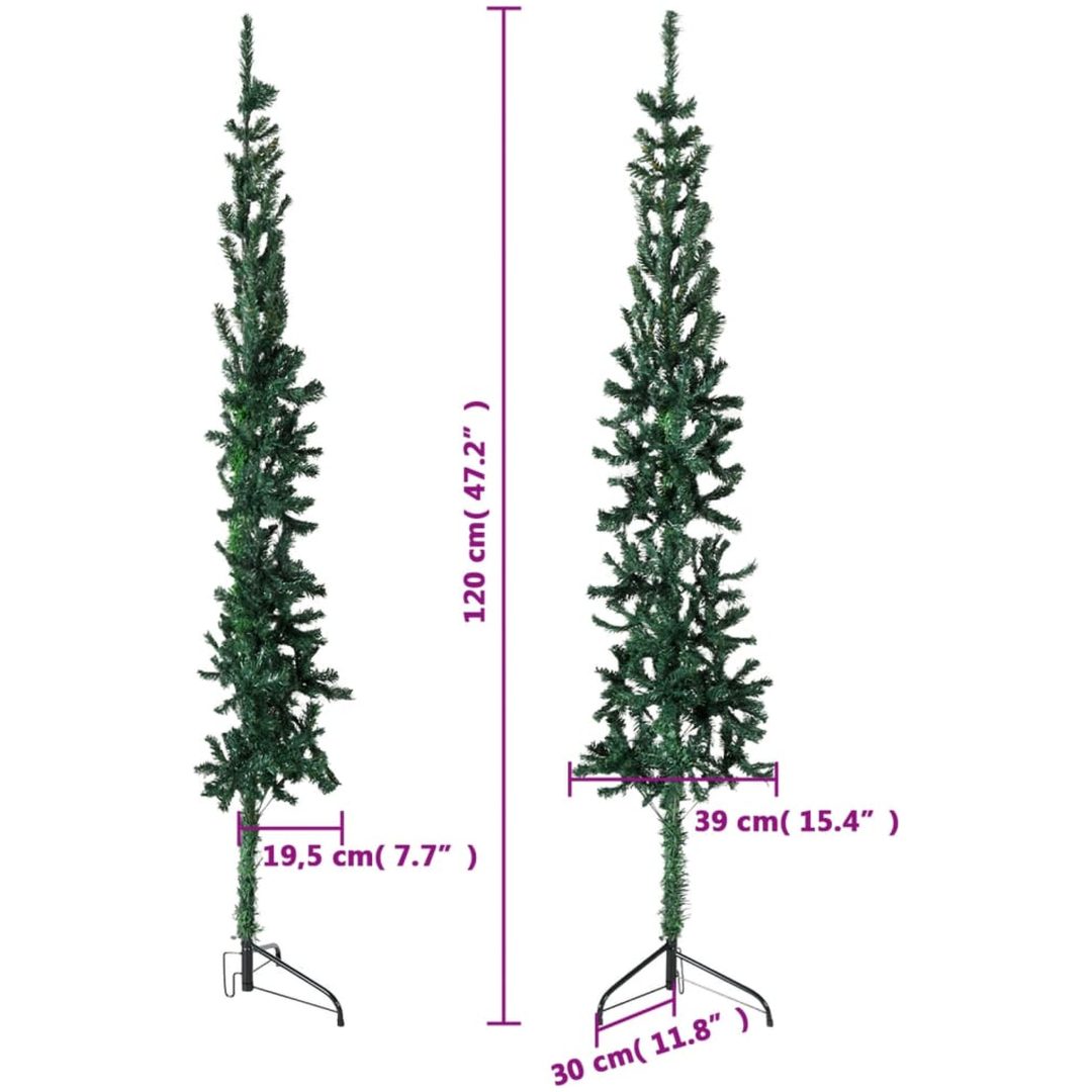 Smal halv plastgran med stativ grön 120 cm vidaXL 120 x 39 cm – bild 8