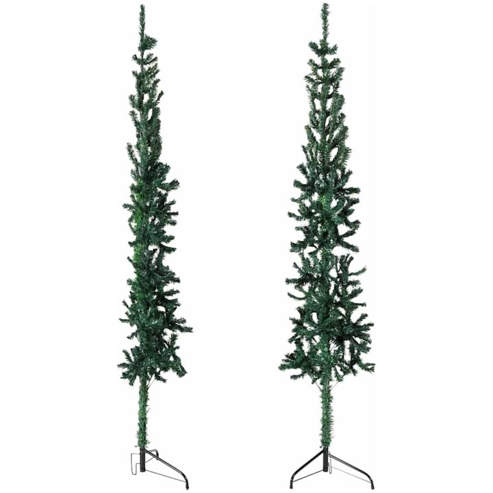 Smal halv plastgran med stativ grön 150 cm vidaXL 150 x 44 cm – bild 4