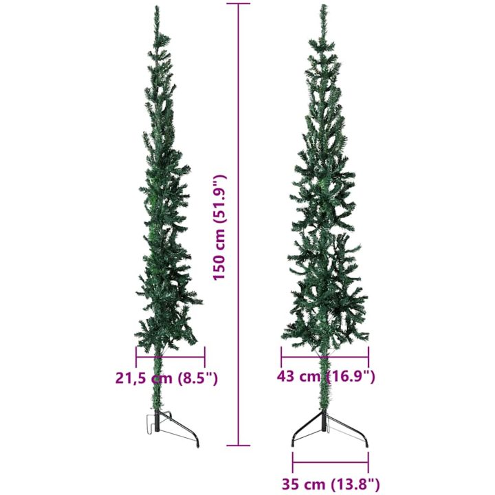 Smal halv plastgran med stativ grön 150 cm vidaXL 150 x 44 cm – bild 9