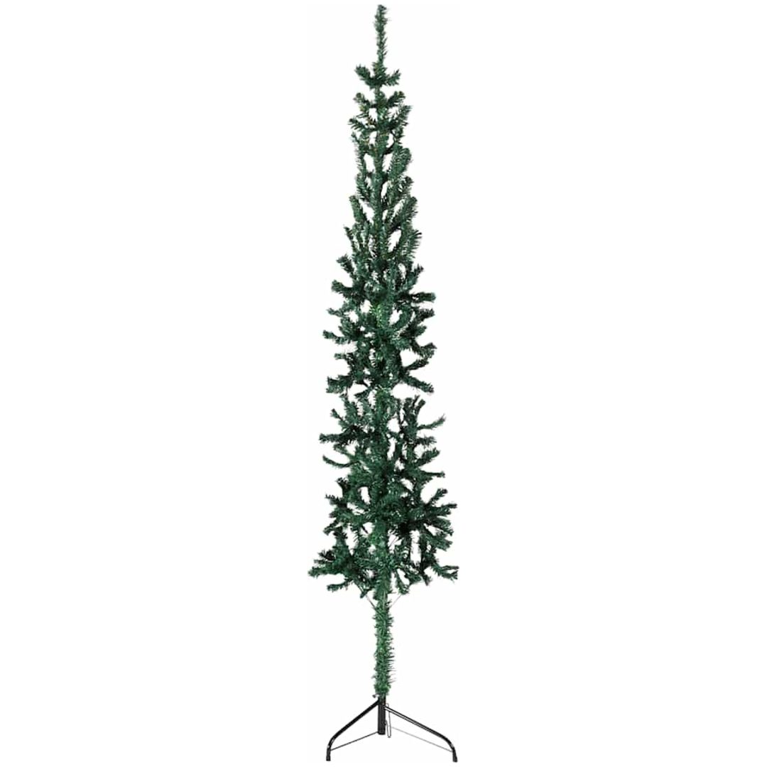 Smal halv plastgran med stativ grön 150 cm vidaXL 150 x 44 cm