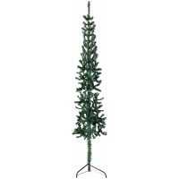 Smal halv plastgran med stativ grön 150 cm vidaXL