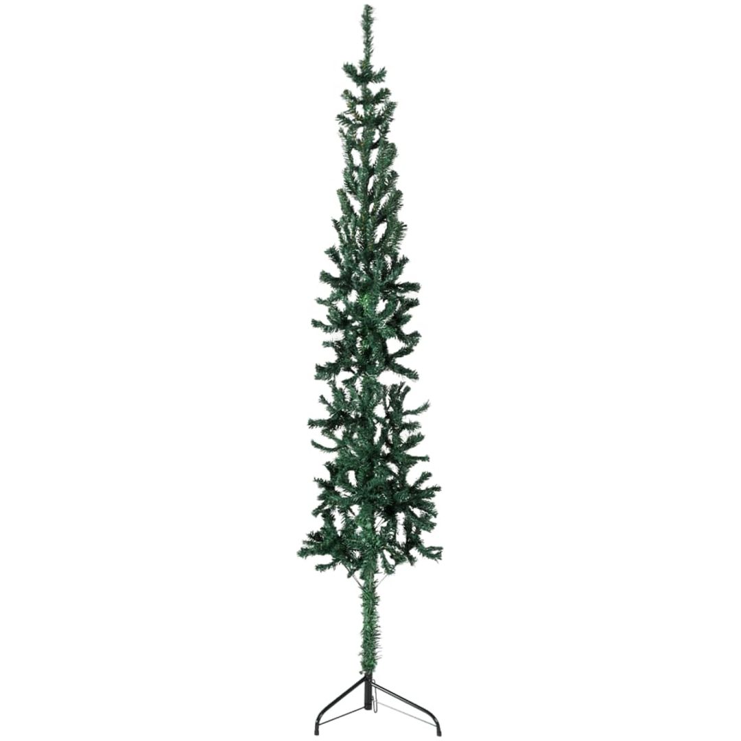 Smal halv plastgran med stativ grön 180 cm vidaXL 180 x 49 cm – bild 3