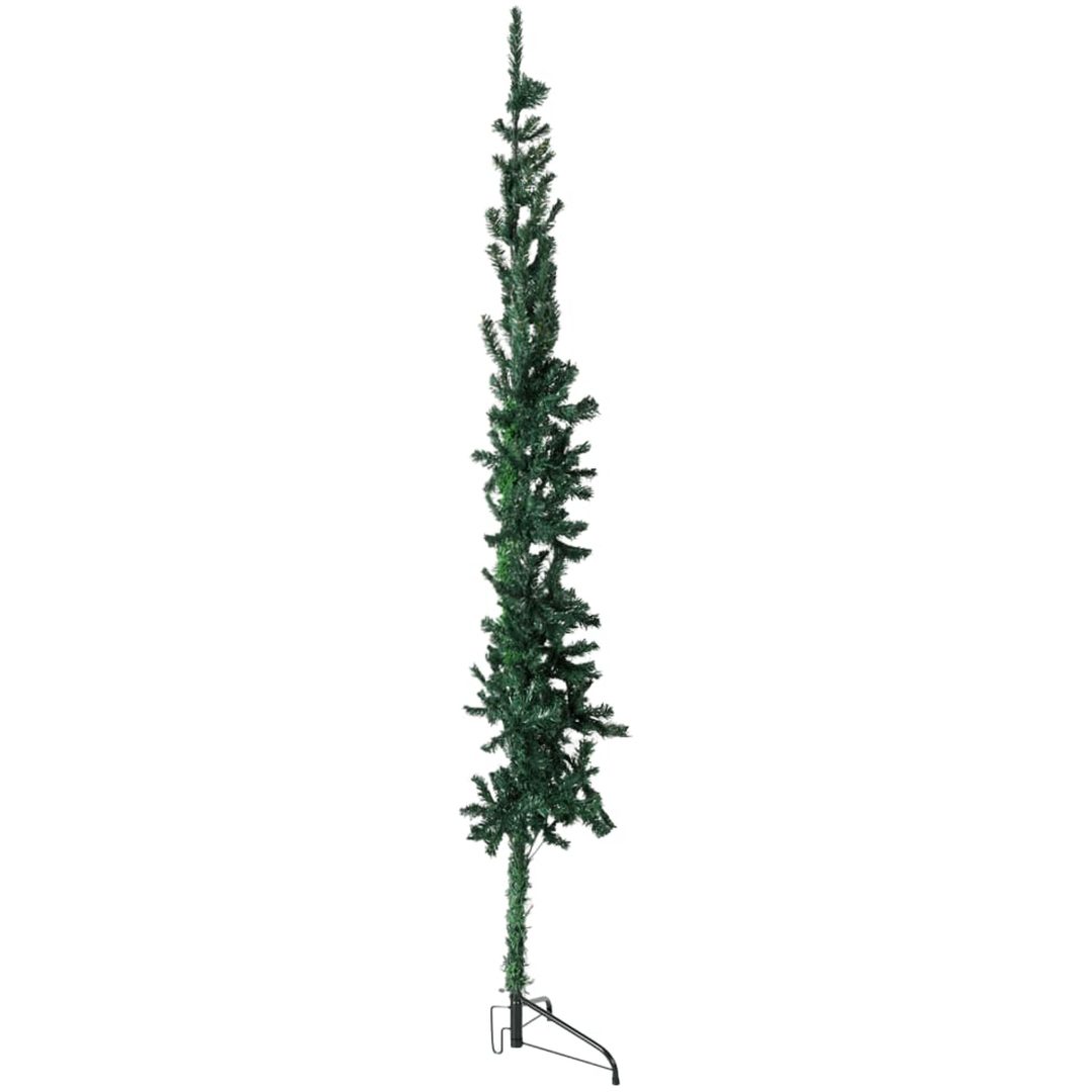 Smal halv plastgran med stativ grön 180 cm vidaXL 180 x 49 cm – bild 4