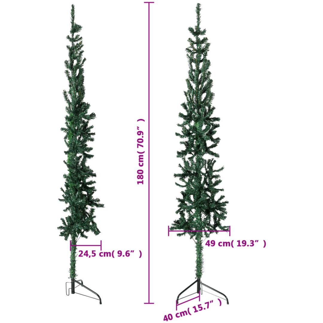 Smal halv plastgran med stativ grön 180 cm vidaXL 180 x 49 cm – bild 8